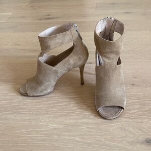 DKNY Tan Women's Suede Heeled Sandals